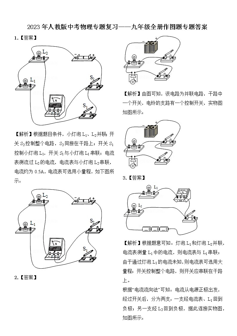 【备考2023】中考物理人教版阶段题型分类汇编——九年级全册作图题专题（解析版）第1页