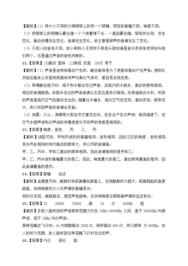 【备考2023】中考物理人教版阶段题型分类汇编——八年级上册填空题专题（解析版）第3页