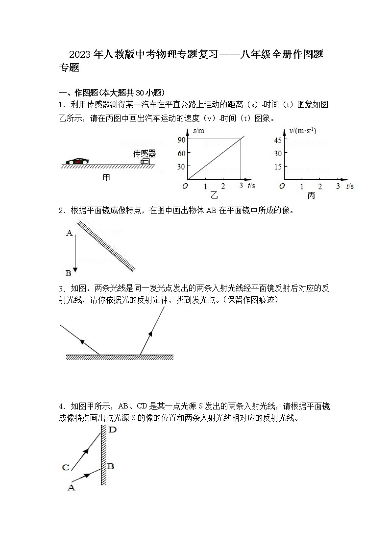 【备考2023】中考物理人教版阶段题型分类汇编——八年级全册作图题专题（原卷版）第1页