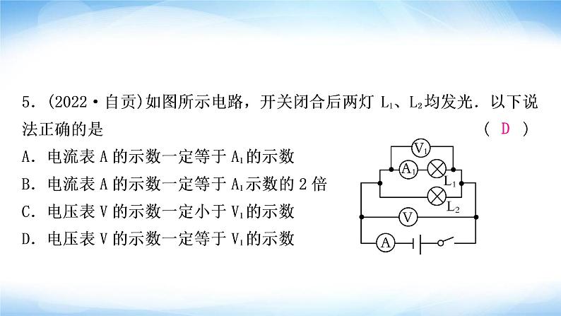 中考物理复习第13讲电流、电路、电压和电阻作业课件06