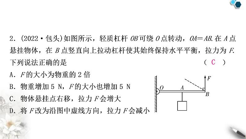 沪科版中考物理总复习第十章机械与人第1讲杠杆课件第3页