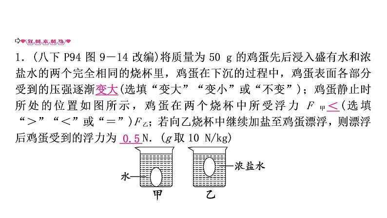 沪粤版中考物理复习第9讲浮力第2课时物体的浮沉条件及应用课件第7页