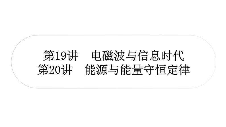 沪粤版中考物理复习第19讲电磁波与信息时代第20讲能源与能量守恒定律课件01