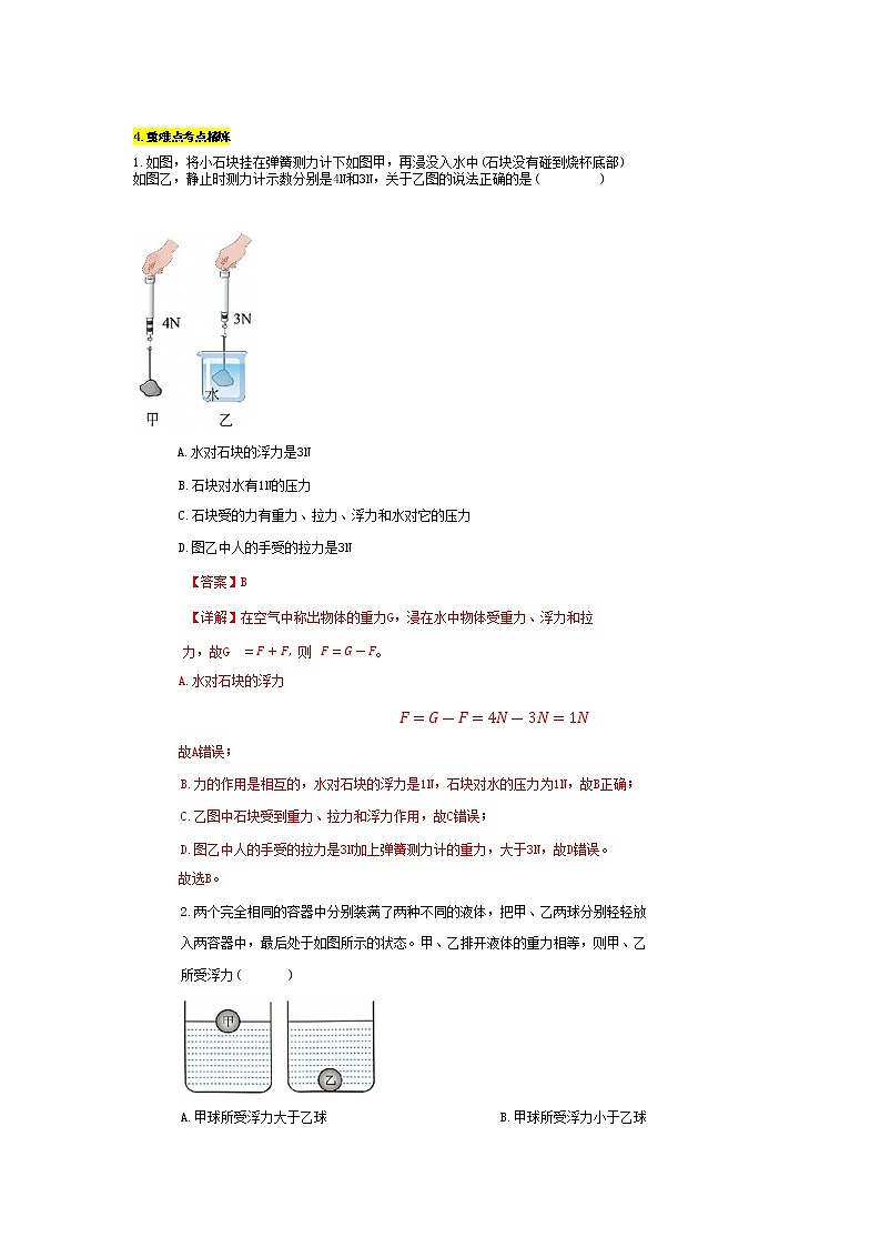 专题5 浮力-2023年中考物理二轮复习专题精讲 （教师版）第2页