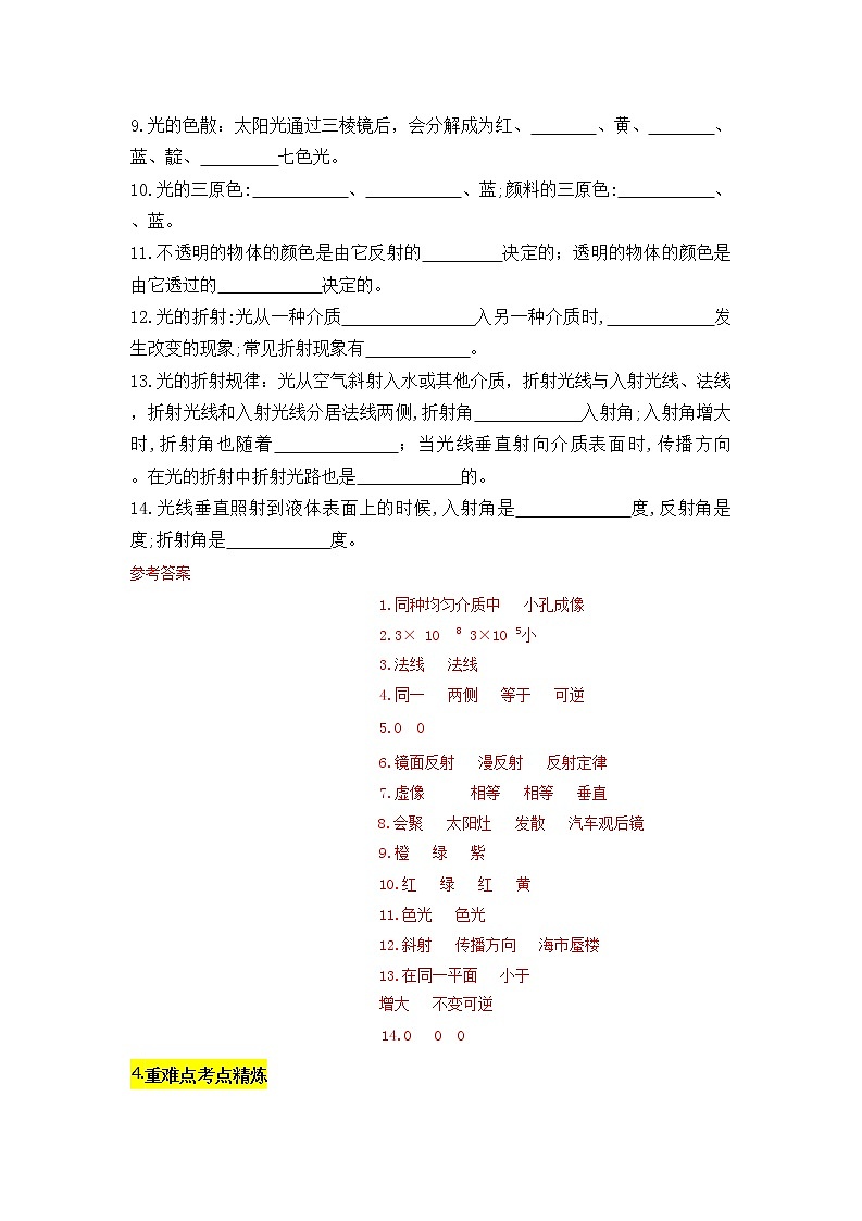 专题9  光现象-2023年中考物理二轮复习专题精讲 （教师版）第2页