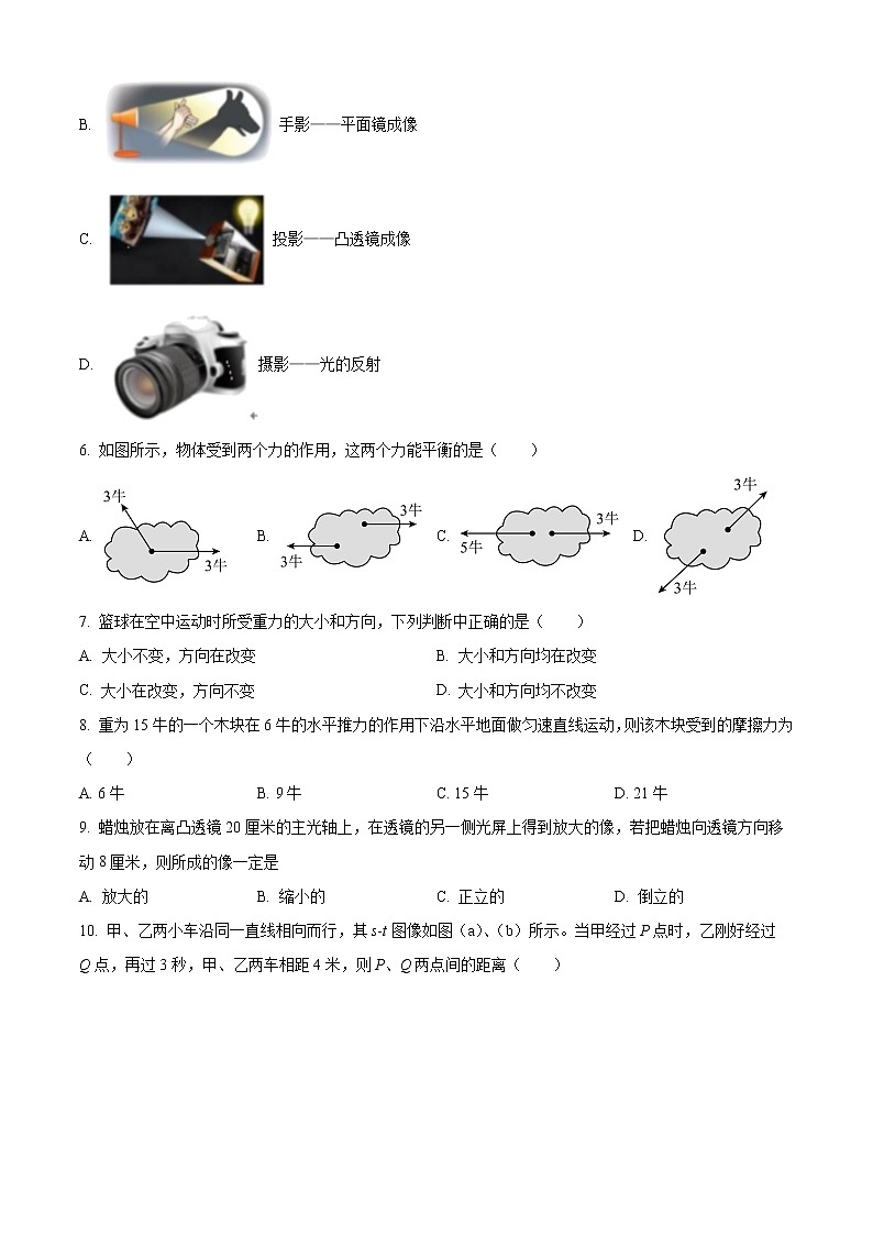 上海市杨浦区2022－2023学年八年级物理上学期期末物理质量调研题(含答案)02