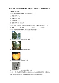 新疆喀什地区巴楚县2022-2023学年八年级上学期期末物理试卷（含答案）