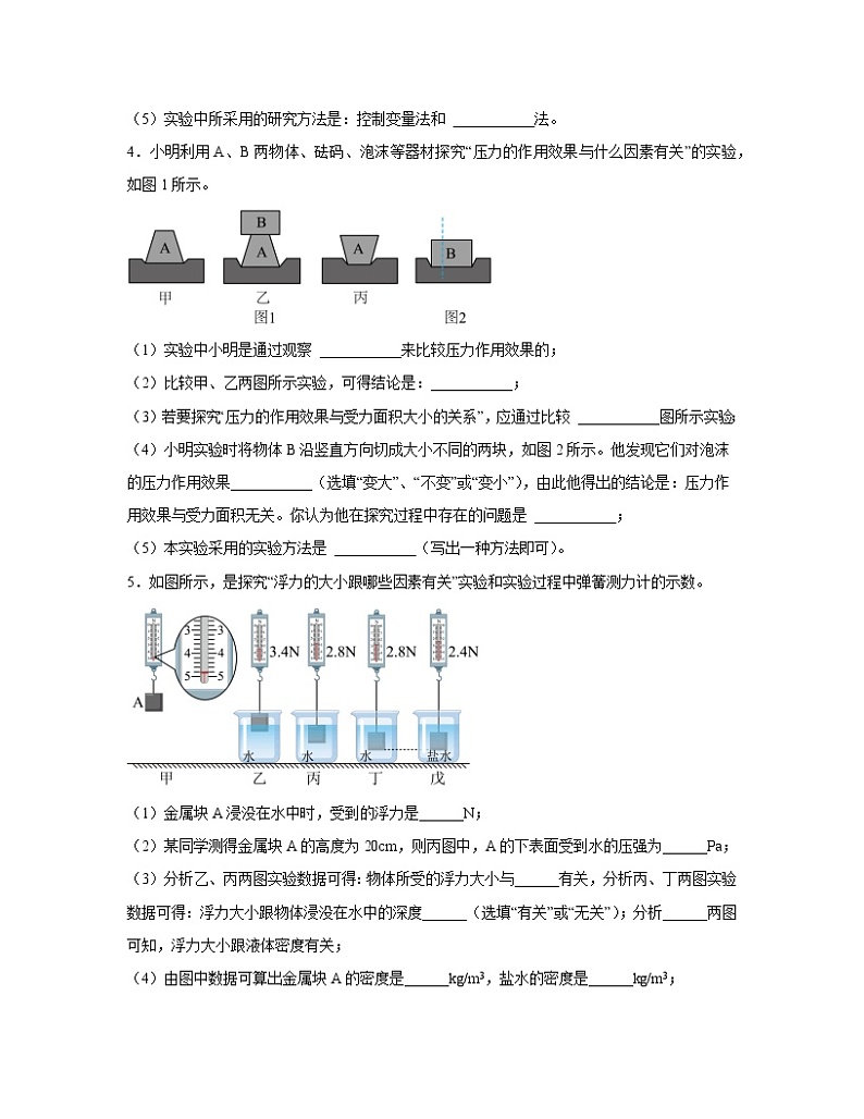 【中考物理】2022-2023学年广东省深圳市第一轮专项复习—压强（含解析） 练习03