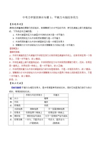 中考物理二轮复习力学培优练习专题01 平衡力与相互作用力（2份打包，教师版+原卷版）