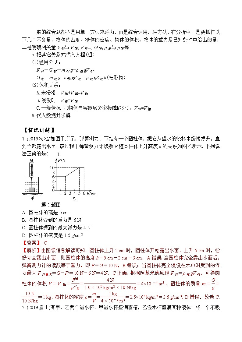 中考物理二轮复习力学培优练习专题07 浮力的综合计算（教师版）第3页