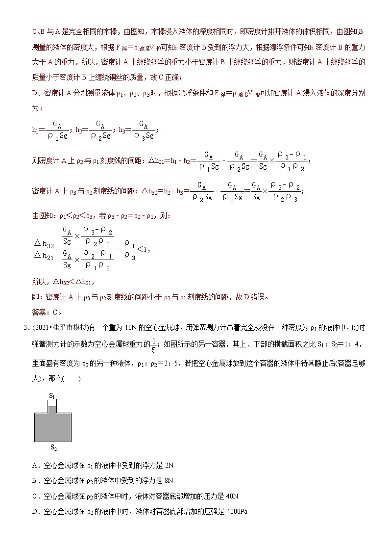 中考物理二轮复习易错专练专题08 压强、浮力综合计算（教师版）第3页
