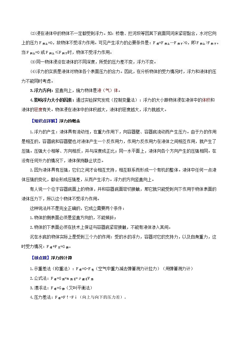 第十章 浮力——2023年中考物理必背知识点梳理+思维导图第2页