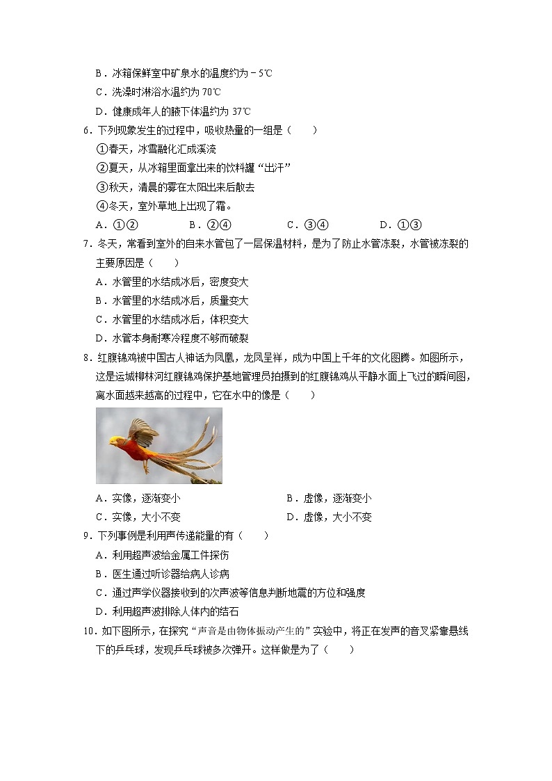 海南省儋州市2022-2023学年八年级上学期期末物理试卷第2页
