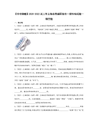 【中考物理】2020-2022近三年上海市青浦区统考一模专项试题—填空题（含解析）