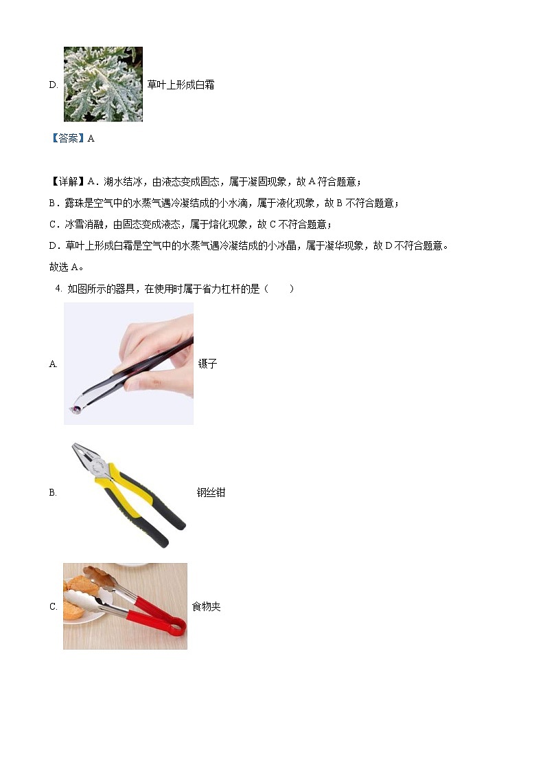 2022年湖北省襄阳市中考物理真题（教师版）02