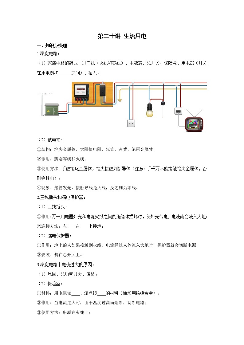 2023中考物理专题第二十讲-生活用电第1页