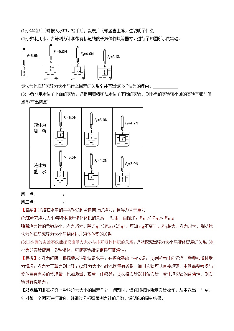 中考物理微专题复习专题13中考浮力实验问题教师版含解析第3页