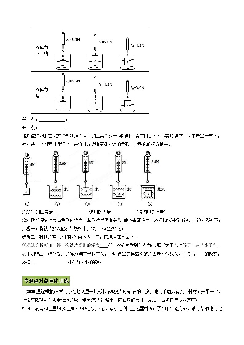 中考物理微专题复习专题13中考浮力实验问题学生版第3页