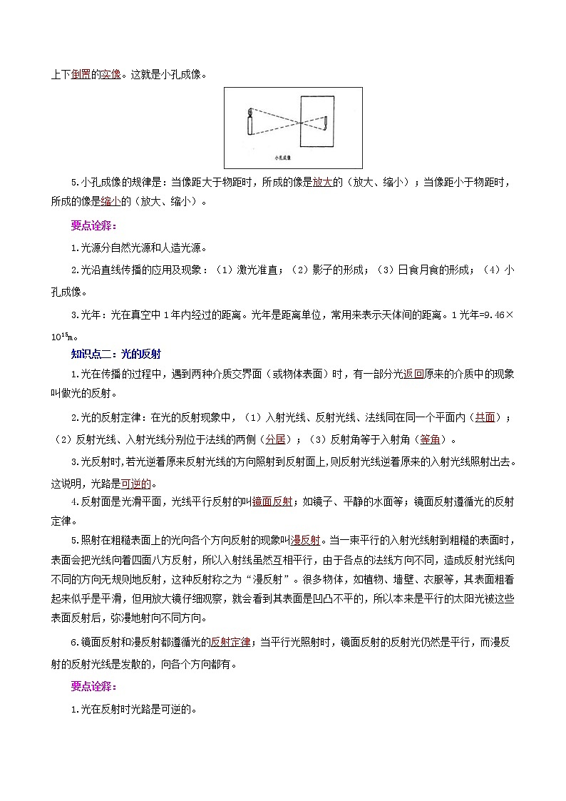 中考物理一轮复习讲练测专题05  光现象（讲练）（解析版）第2页