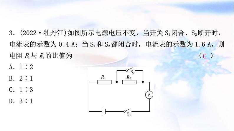 中考物理复习第14讲欧姆定律第1课时欧姆定律的计算练习课件第4页