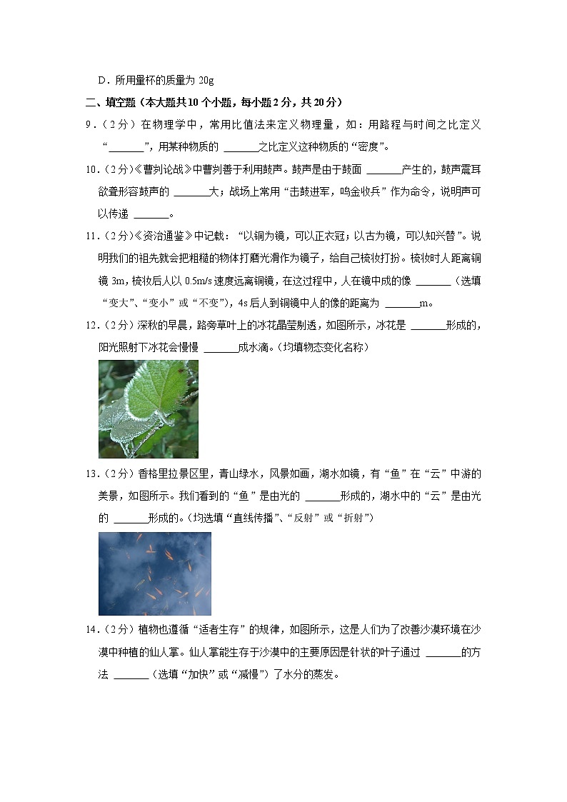 云南省昭通市鲁甸县2022-2023学年八年级上学期期末物理试卷（含答案）第3页