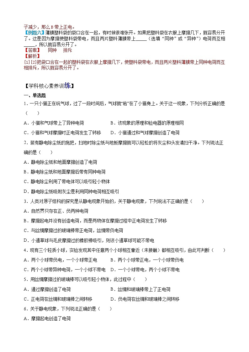 15.1两种电荷(含答案详解)—九年级全一册同步课时讲义（人教版）第3页