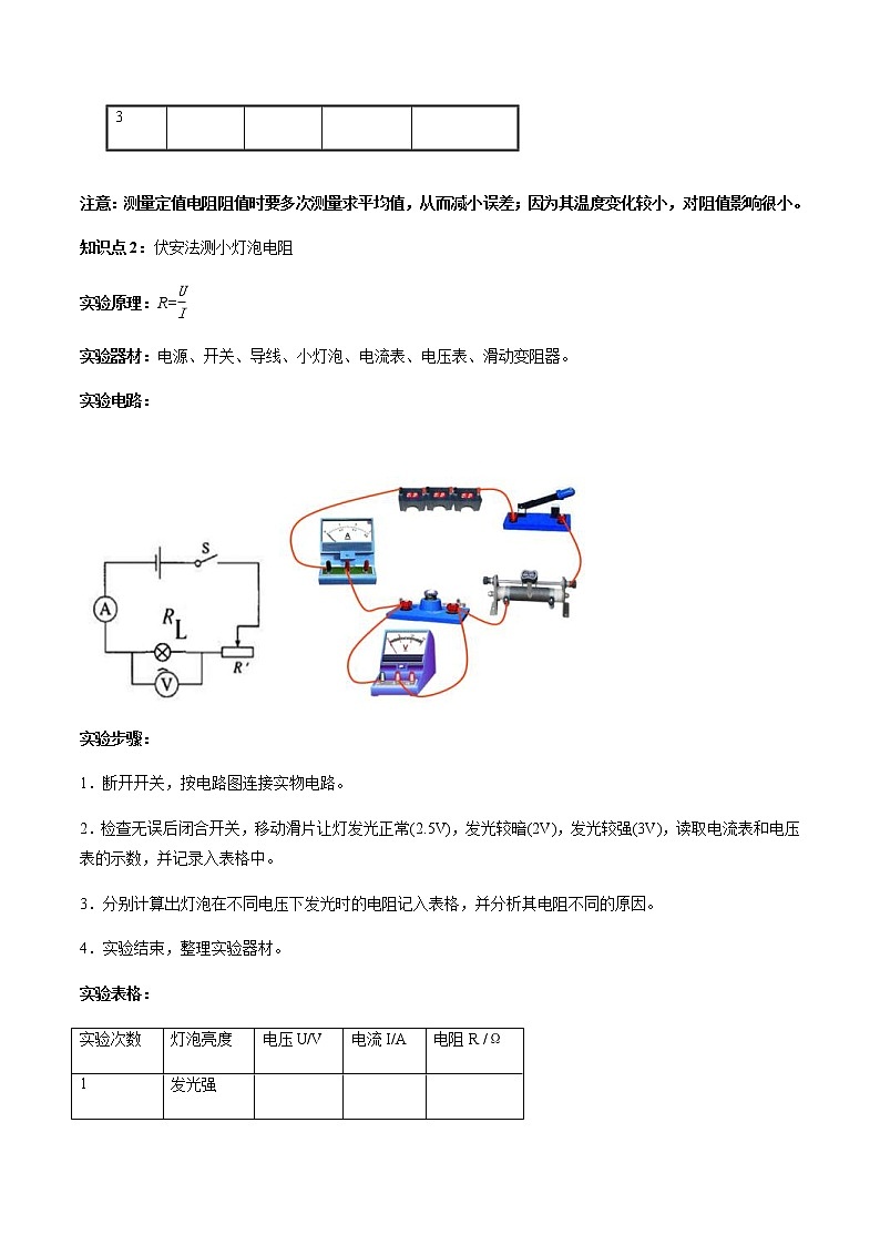 中考物理一轮微专题复习专题26中考伏安法测量导体（小灯泡）电阻实验问题（教师版）第2页
