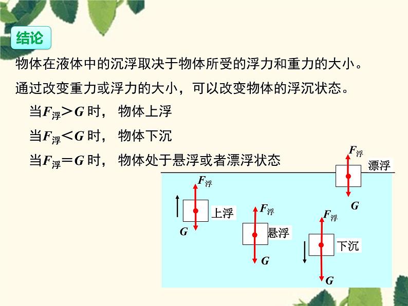 第十章浮力第3节物体的浮沉条件及应用课件人教版物理八年级下册第6页