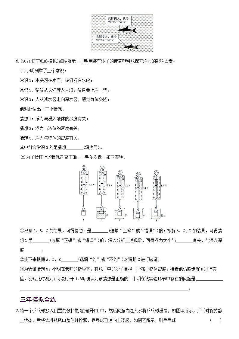 10.1  浮力 考点全练 人教版八年级物理下册02