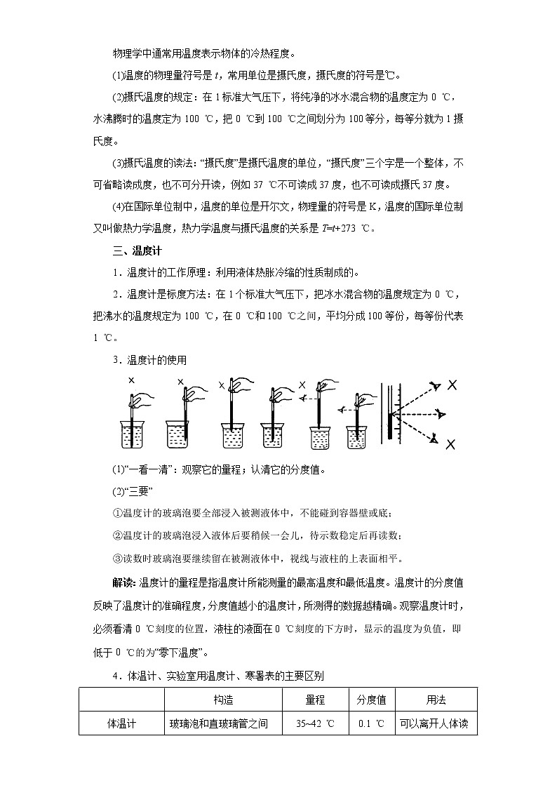 中考物理考点一遍过 考点21  温度 试卷02