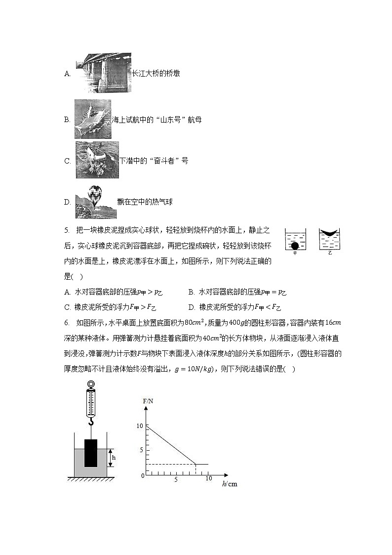 人教版初中物理八年级下册第十单元《浮力》单元测试卷（含答案解析）（困难）02