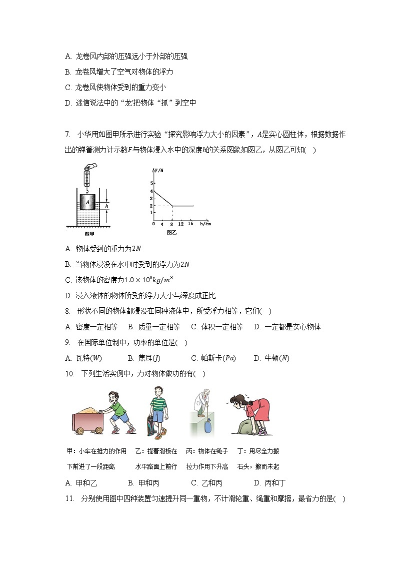 人教版初中物理八年级下册期末测试卷（含答案解析）(较易)第2页