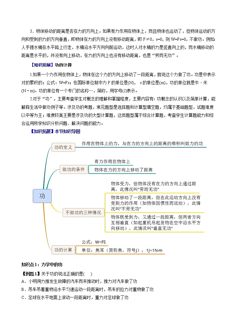 人教版初中物理同步 8年级下册 第14课  功（教师版含解析）第2页