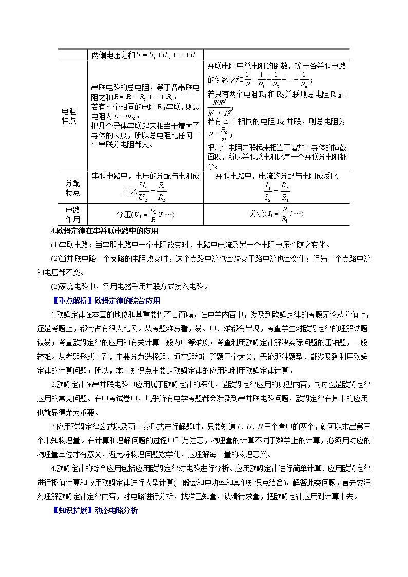 人教版初中物理同步 9年级全册 第19课  欧姆定律在串、并联电路中的应用（教师版含解析） 试卷02