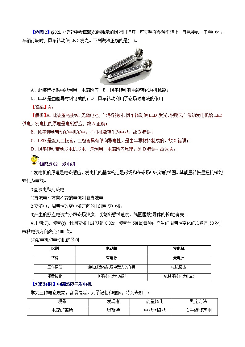 人教版初中物理同步 9年级全册 第31课  磁生电（教师版含解析） 试卷03