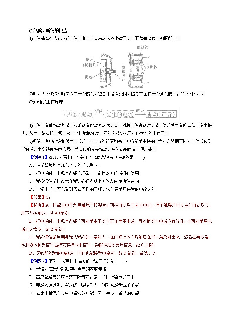 人教版初中物理同步 9年级全册 第32课  现代顺风耳-电话（教师版含解析） 试卷02