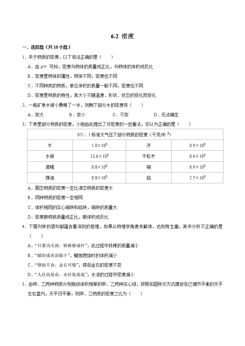 6.2密度（练习）01