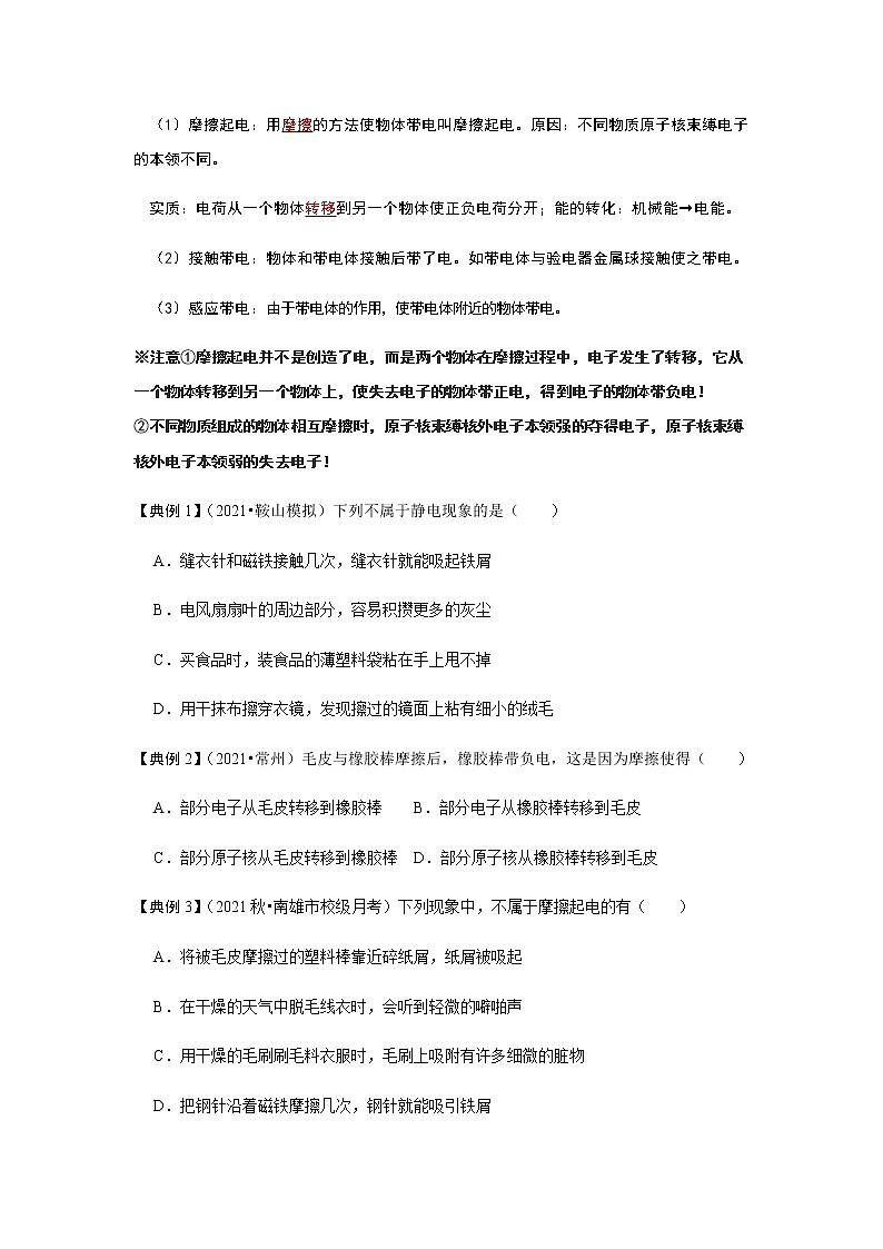 15.1 两种电荷-2022-2023学年九年级物理全一册同步考点专题训练（人教版）02