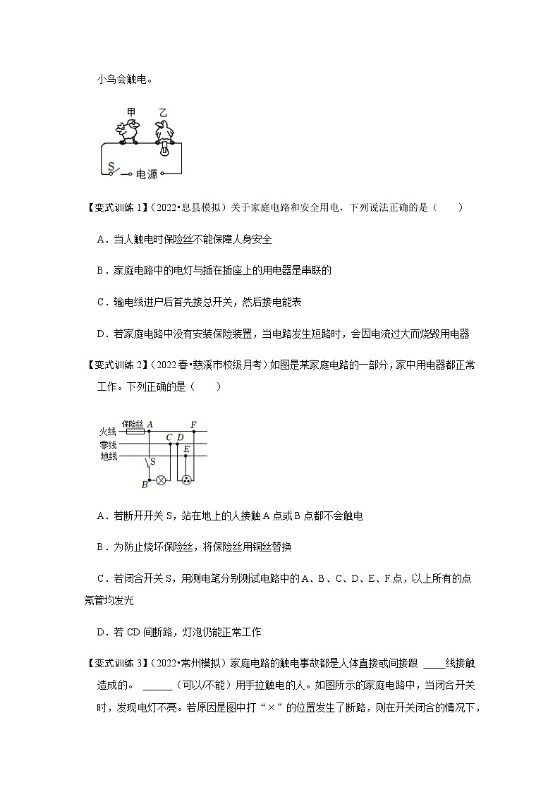 19.3 安全用电-2022-2023学年九年级物理全一册同步考点专题训练（人教版）03