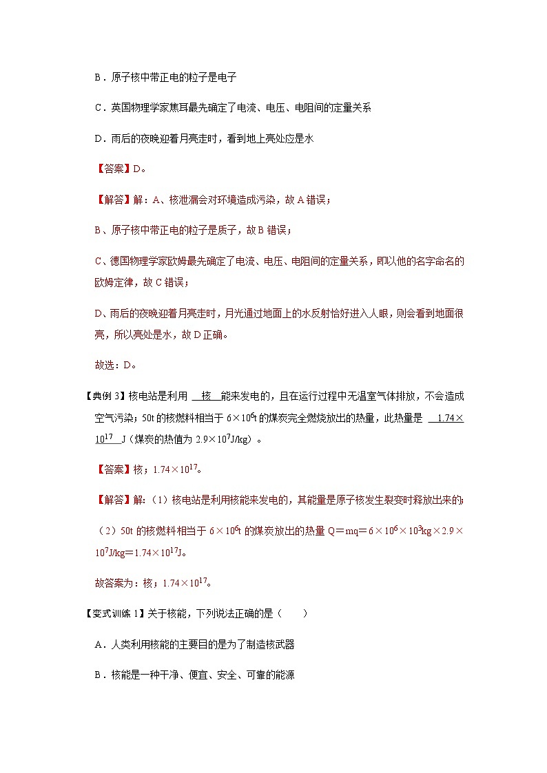 22.2 核能-2022-2023学年九年级物理全一册同步考点专题训练（人教版）03