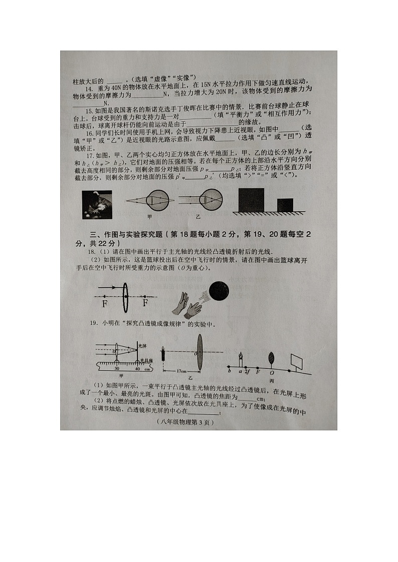 海南省临高县2021-2022学年八年级下学期期中达标检测物理试题第3页