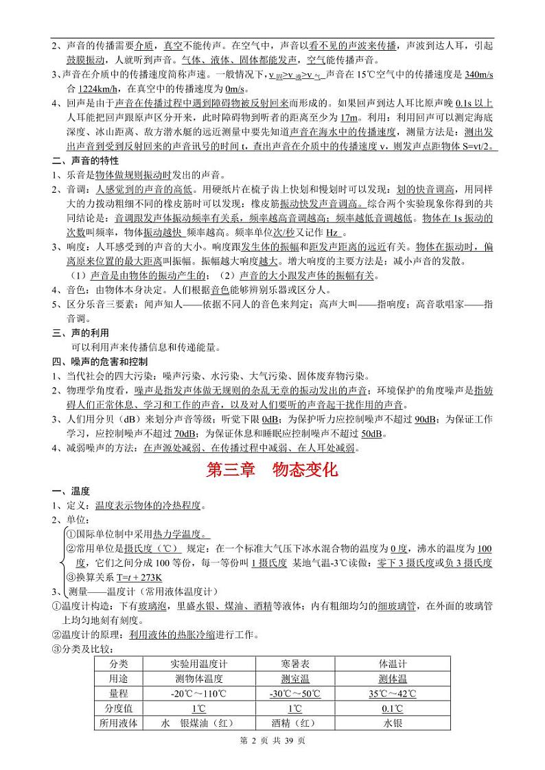 （超详）初中物理知识点归纳汇总02