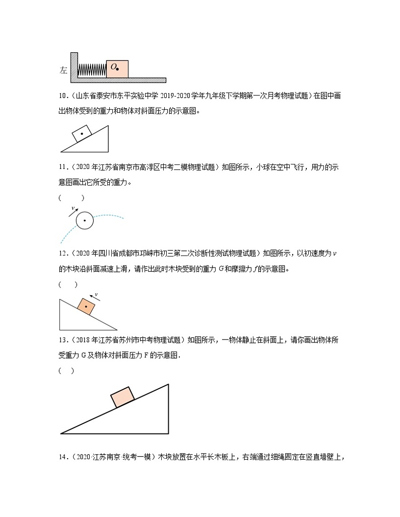 江苏省南京市2020-2022近三年中考物理真题专题训练—弹力、重力、摩擦力（作图题-基础题）含解析03