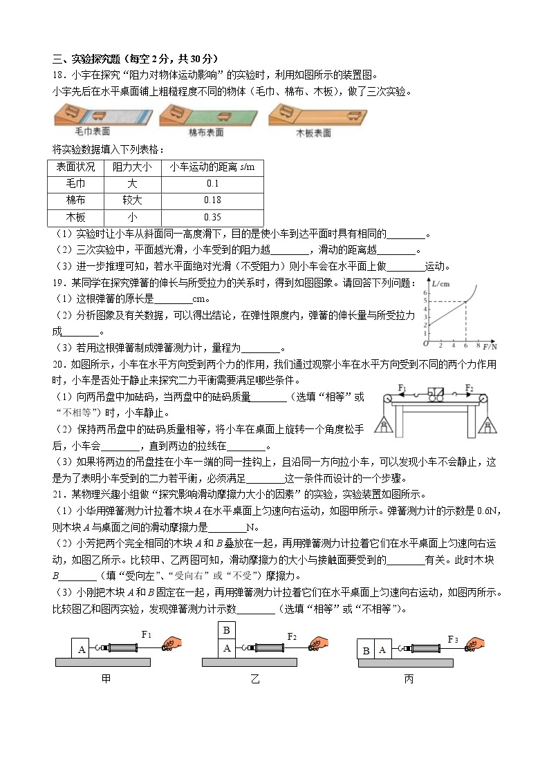 湖南省长沙市北雅、长雅2022-2023学年八年级下学期第一次月考物理试题（含答案）03