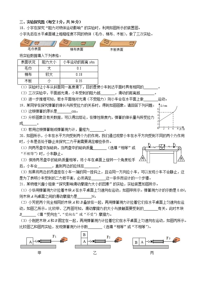 湖南省长沙市北雅、长雅2022-2023学年八年级下学期第一次月考物理试题（含答案）03