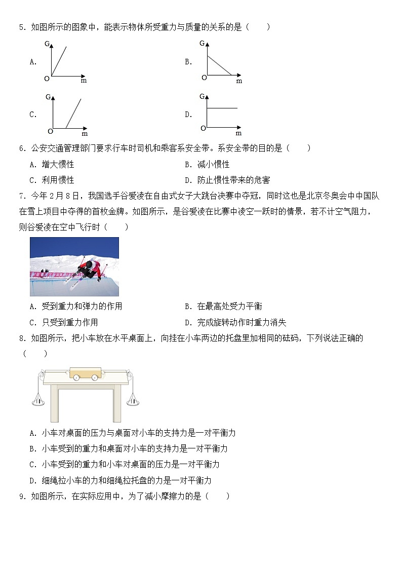 广西玉林地区2023年八年级下学期物理期中试卷【含答案】第2页