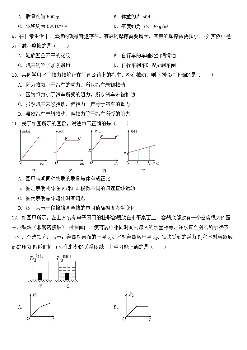 江苏省南通市2023年八年级下学期物理期中试卷【含答案】第2页