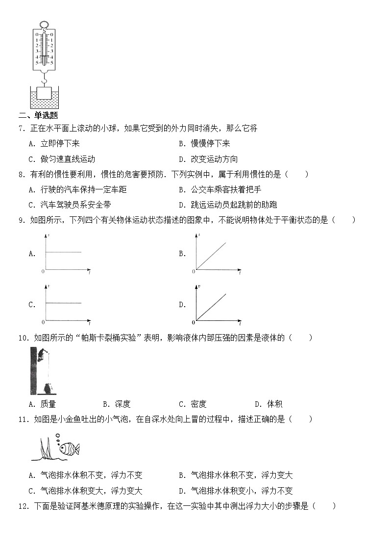河南省南阳2023年八年级下学期物理期中试卷【含答案】第2页