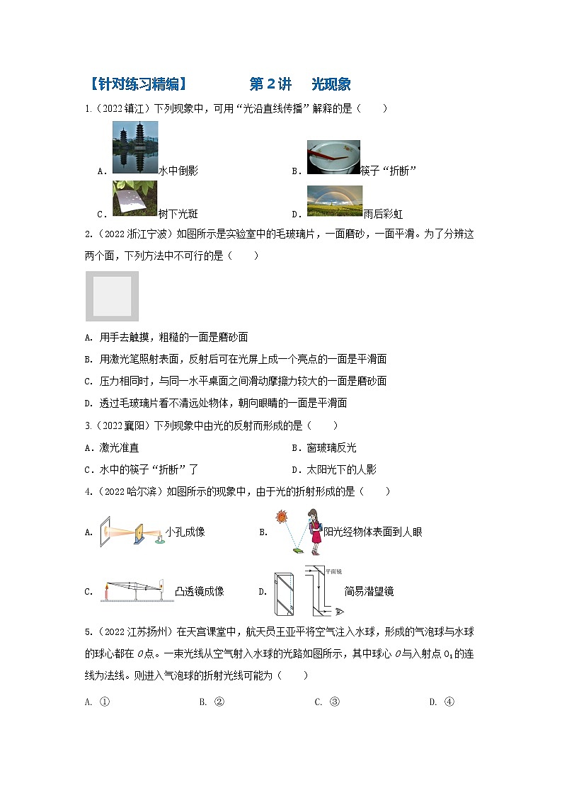 第2讲 光现象（针对练习精编）第1页