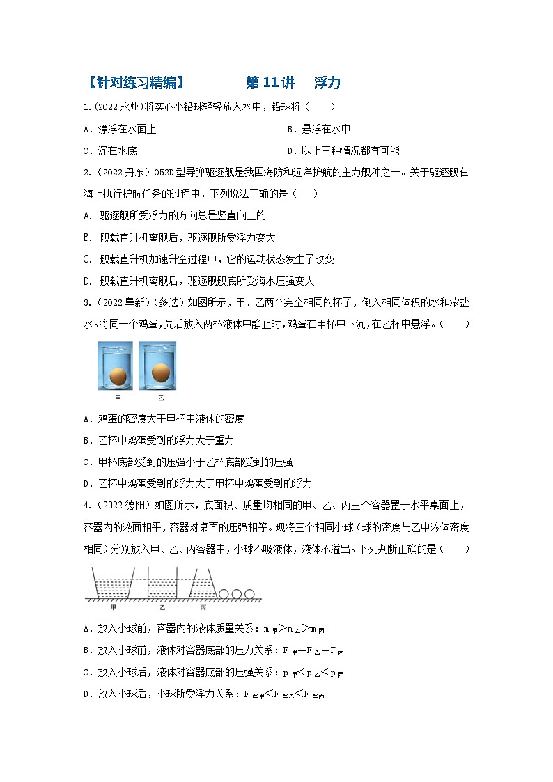 第11讲 浮力（针对练习精编）第1页